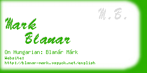 mark blanar business card